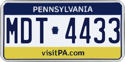PA license plate MDT4433