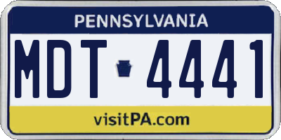 PA license plate MDT4441
