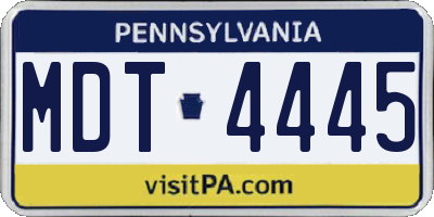 PA license plate MDT4445