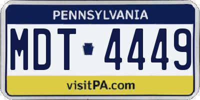 PA license plate MDT4449