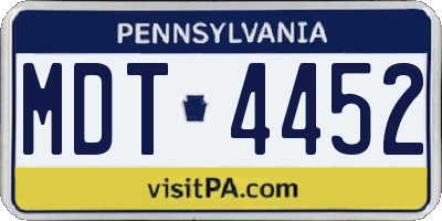 PA license plate MDT4452