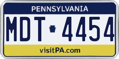 PA license plate MDT4454