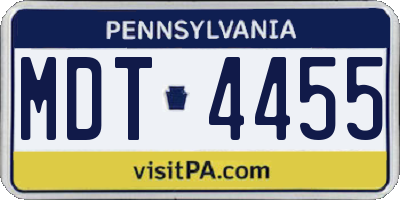PA license plate MDT4455