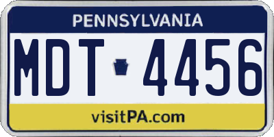 PA license plate MDT4456