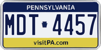 PA license plate MDT4457