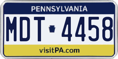PA license plate MDT4458