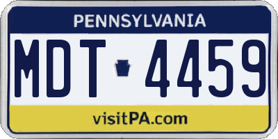 PA license plate MDT4459