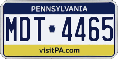 PA license plate MDT4465