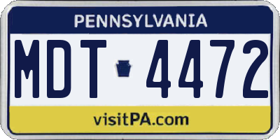 PA license plate MDT4472