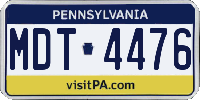PA license plate MDT4476