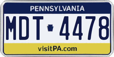 PA license plate MDT4478