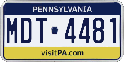 PA license plate MDT4481