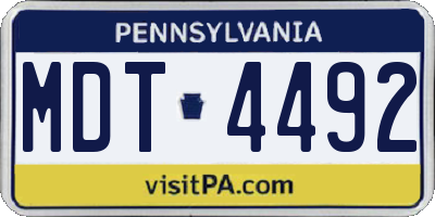 PA license plate MDT4492