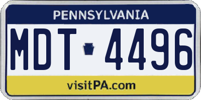 PA license plate MDT4496
