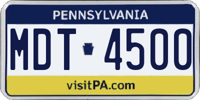 PA license plate MDT4500