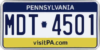 PA license plate MDT4501