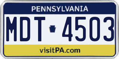 PA license plate MDT4503
