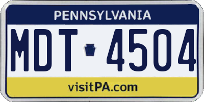 PA license plate MDT4504