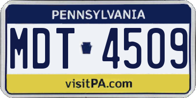 PA license plate MDT4509