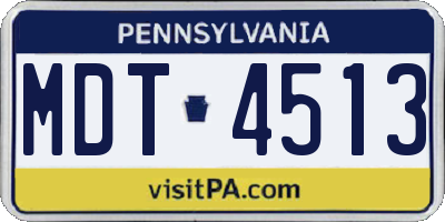PA license plate MDT4513