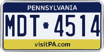 PA license plate MDT4514