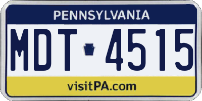 PA license plate MDT4515