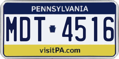 PA license plate MDT4516