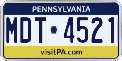 PA license plate MDT4521