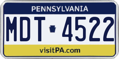 PA license plate MDT4522
