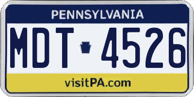 PA license plate MDT4526