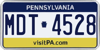 PA license plate MDT4528