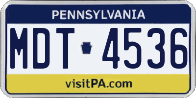 PA license plate MDT4536