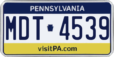PA license plate MDT4539