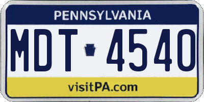 PA license plate MDT4540