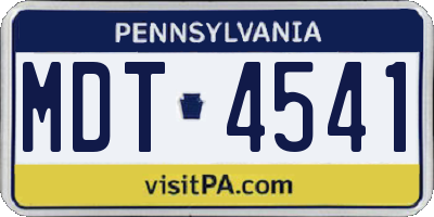 PA license plate MDT4541