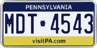 PA license plate MDT4543