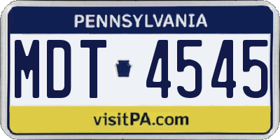 PA license plate MDT4545