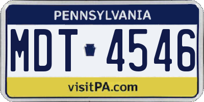 PA license plate MDT4546