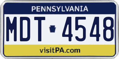 PA license plate MDT4548