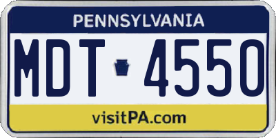 PA license plate MDT4550
