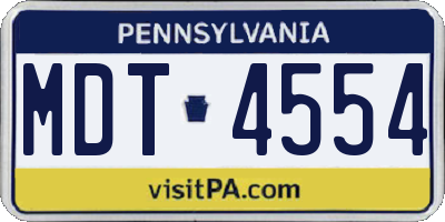PA license plate MDT4554