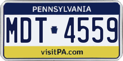 PA license plate MDT4559
