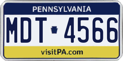PA license plate MDT4566