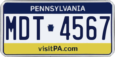 PA license plate MDT4567