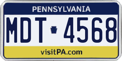 PA license plate MDT4568
