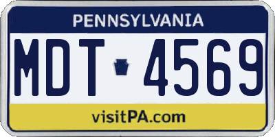 PA license plate MDT4569
