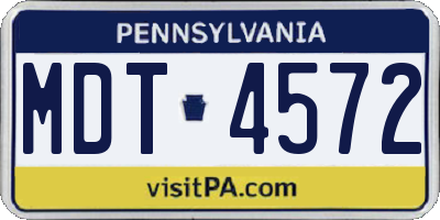 PA license plate MDT4572
