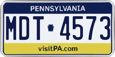 PA license plate MDT4573