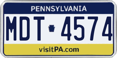 PA license plate MDT4574