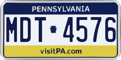 PA license plate MDT4576